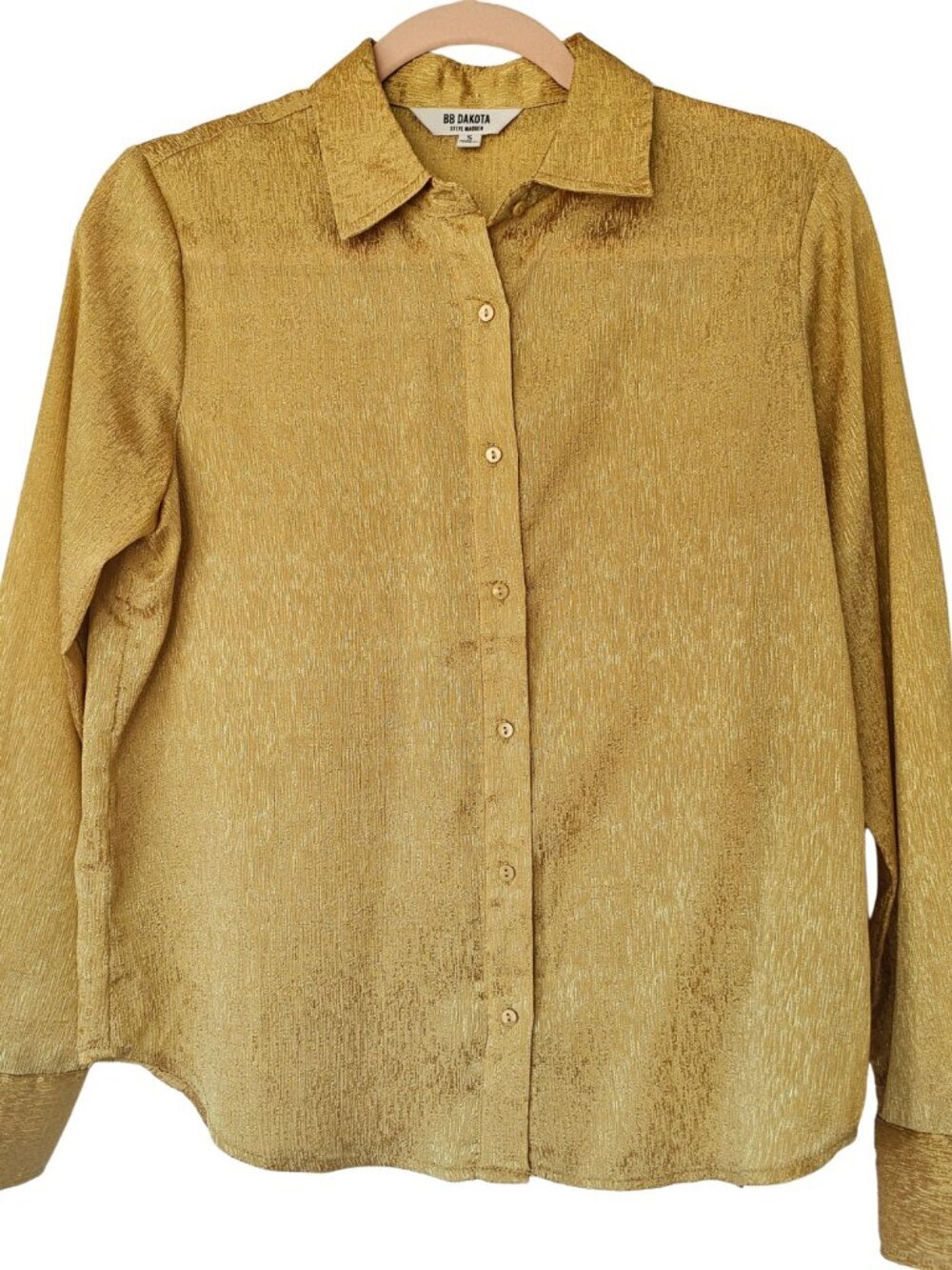 ✨Like New✨ BB Dakota/Steve Madden Button Down Shirt, Gold, Size S - Picture 7 of 8